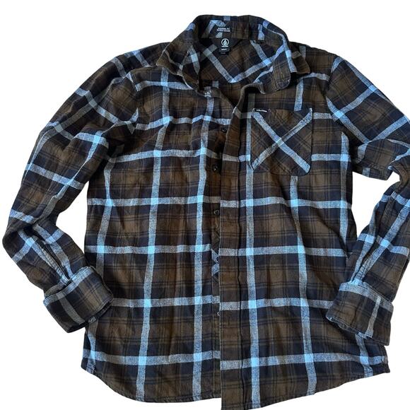 Volcom Plaid Flannel Dress Shirt - Size medium - Picture 1 of 4